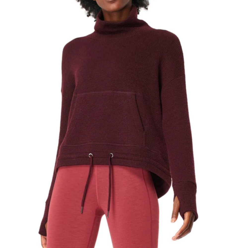 Sweaty Betty Restful Boucle Long Sleeve Mock Neck Cropped Sweatshirt Size XL
